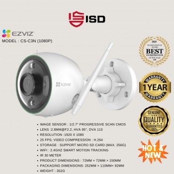 CCTV EZVIZ WIRELESS IP CAM C3N SMART WIFI CAMERA 1080P 2.8MM ( CS-C3N ) 